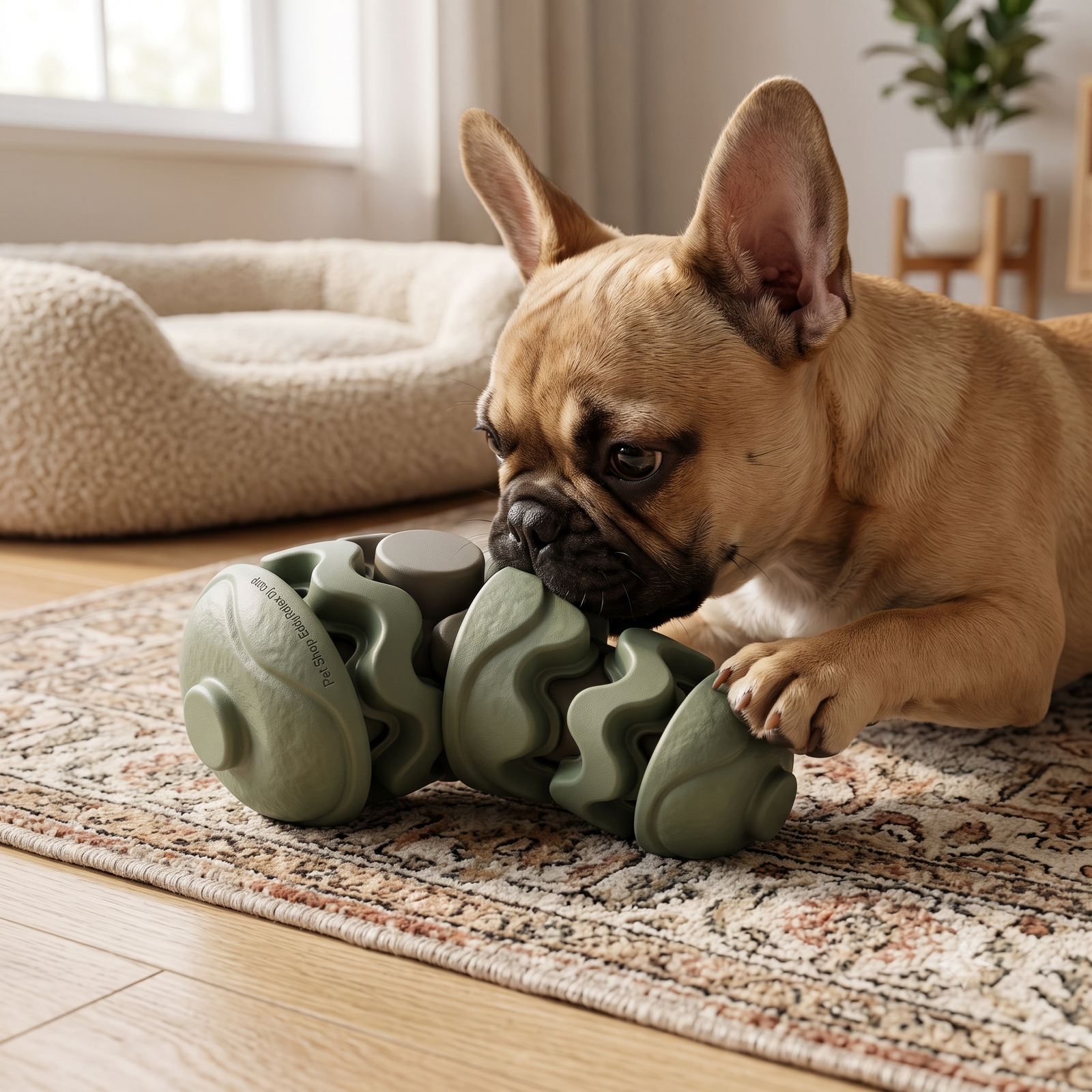 Pet Shop EddyRolex Dj Corp Wavy Interlocking Roller Dog Chew Toy - Green & Taupe - Image 4