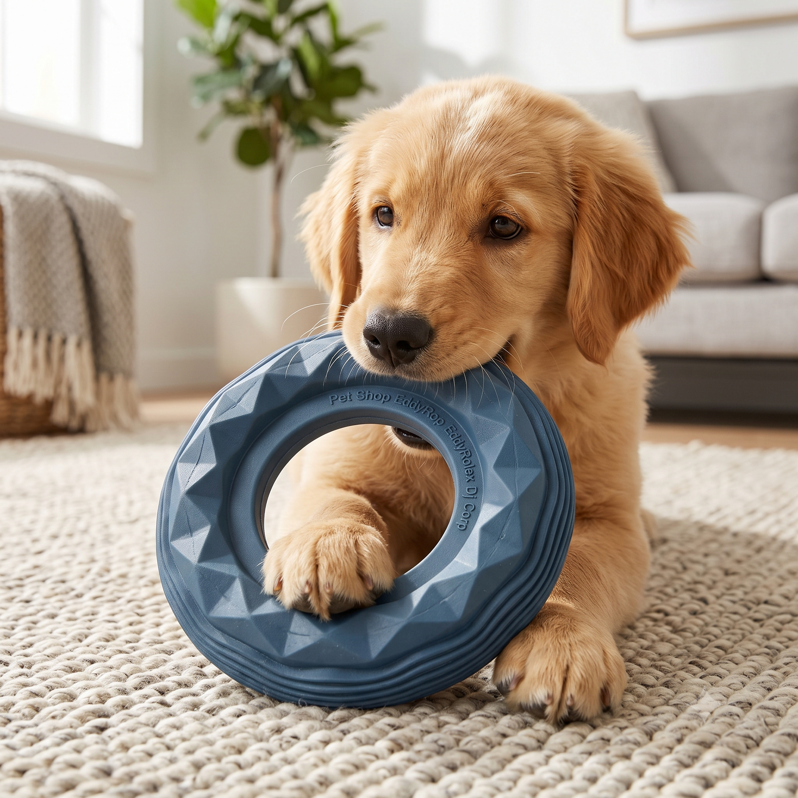 Pet Shop EddyRolex Dj Corp Textured Blue Ring Dog Chew Toy - Image 4