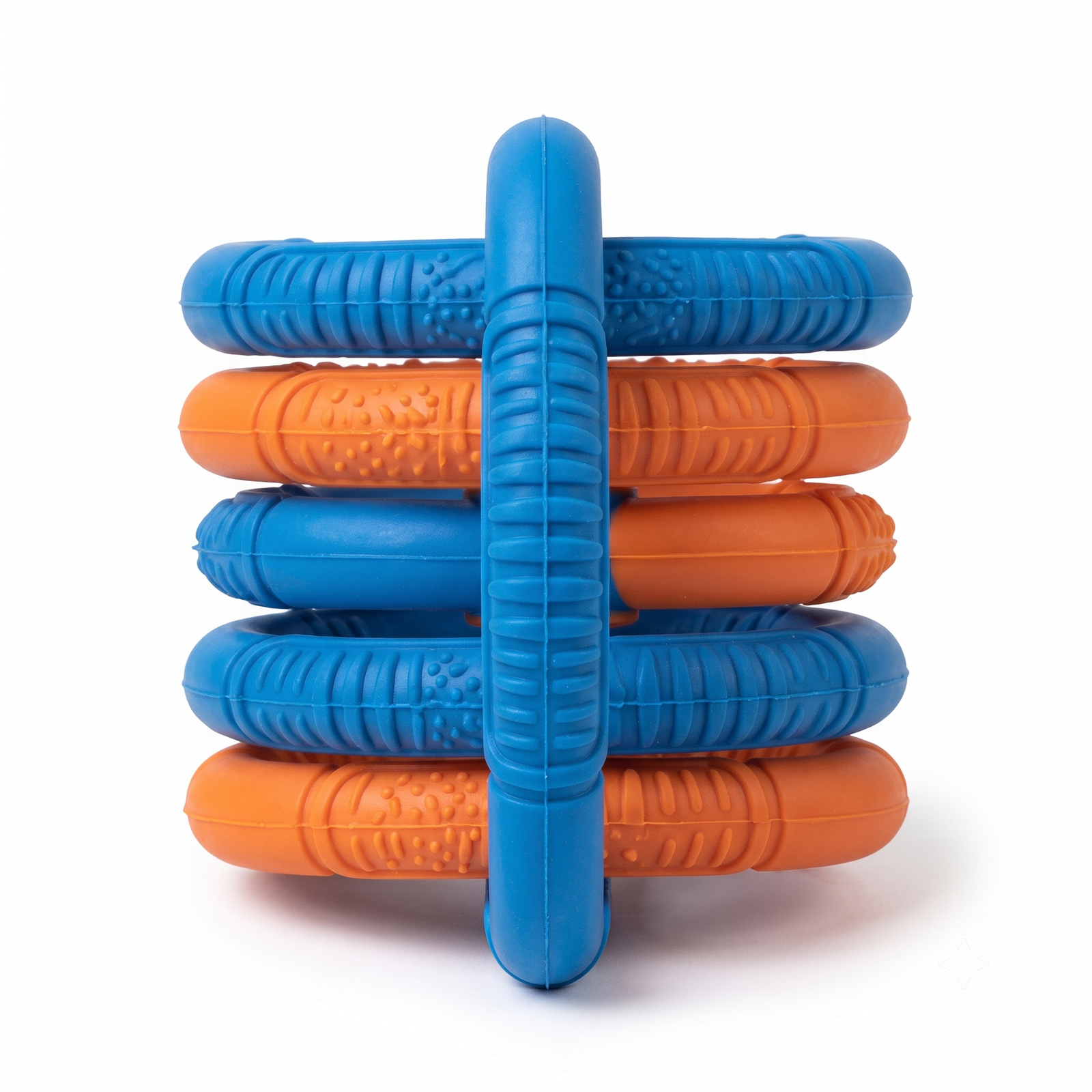Pet Shop EddyRolex Dj Corp Multi-Loop Interlocking Dog Chew Toy - Orange & Blue - Image 2