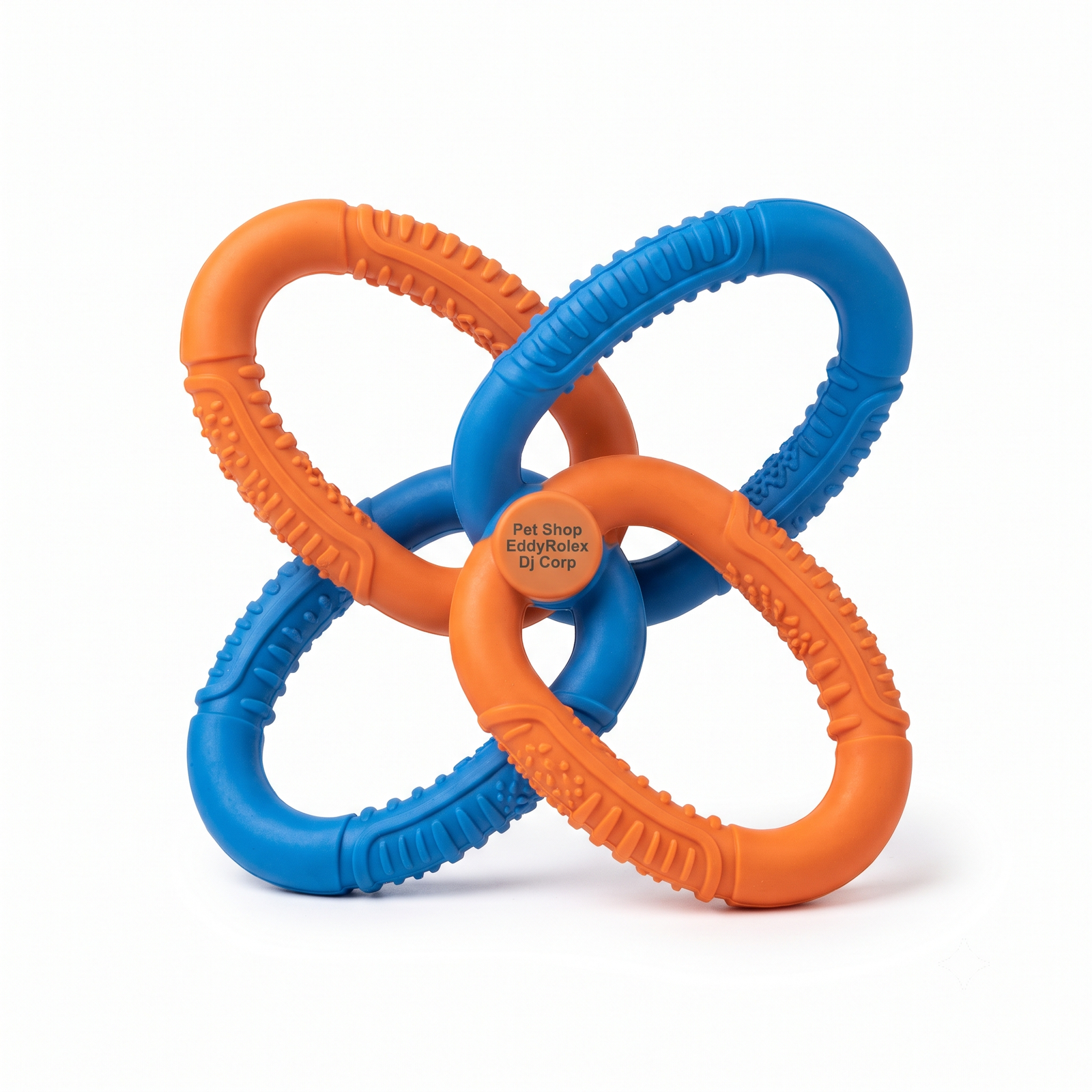 Pet Shop EddyRolex Dj Corp Multi-Loop Interlocking Dog Chew Toy - Orange & Blue