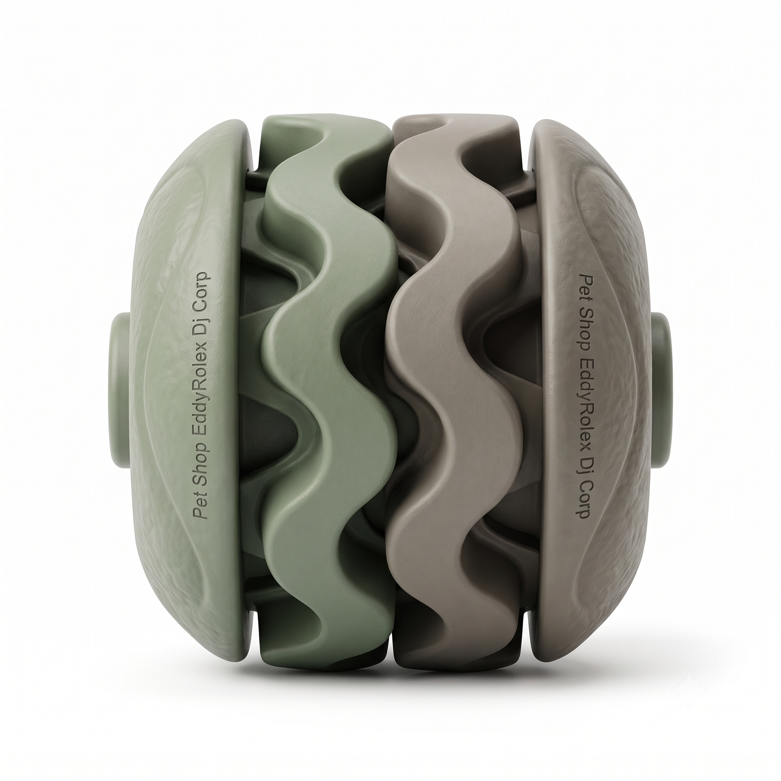 Pet Shop EddyRolex Dj Corp Wavy Interlocking Roller Dog Chew Toy - Green & Taupe
