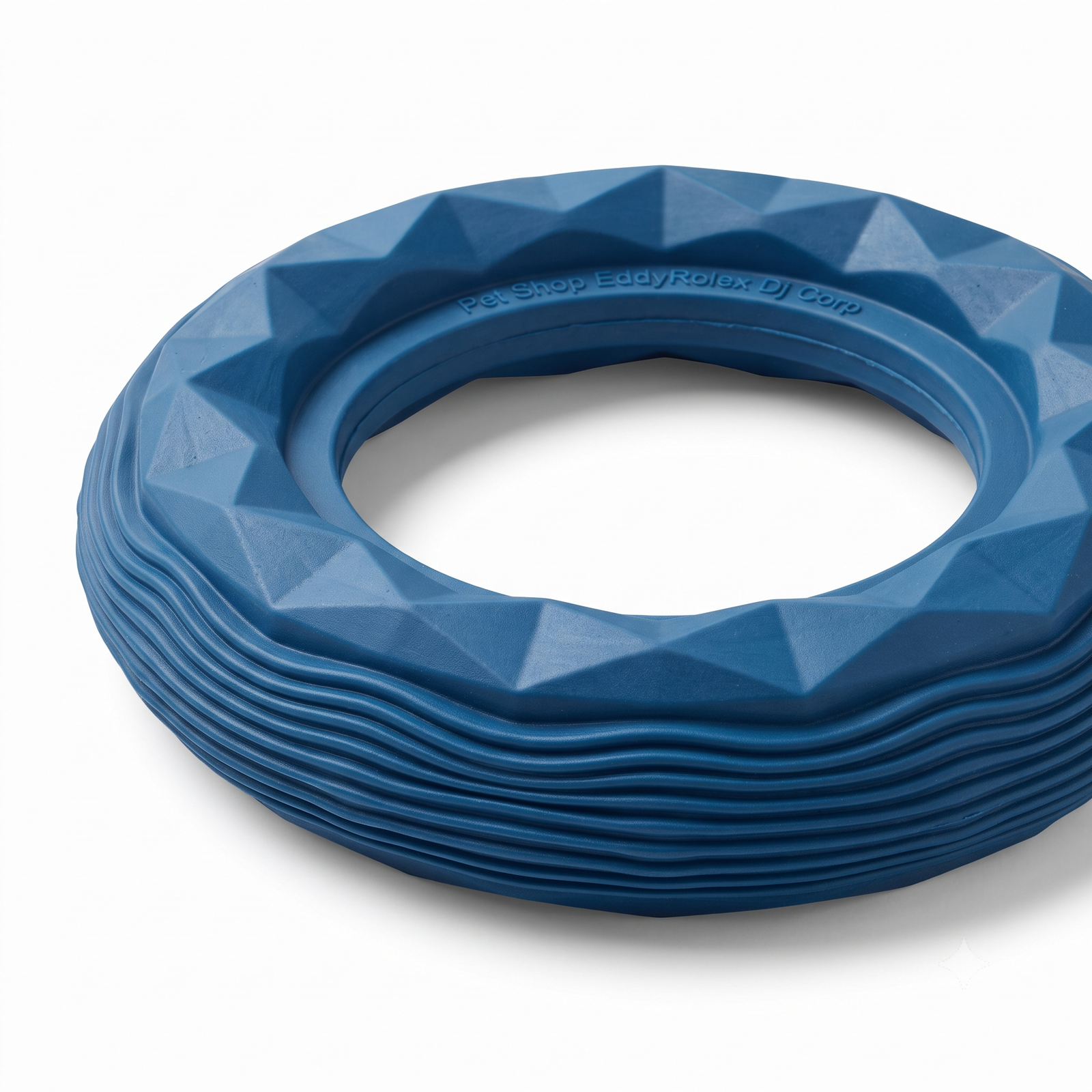 Pet Shop EddyRolex Dj Corp Textured Blue Ring Dog Chew Toy - Image 2