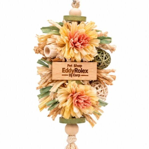 Pet Shop EddyRolex DJ Corp Hanging Corn Husk Flower Shredder for Birds - Natural Straw Yellow/Soft Peach/Mint Green