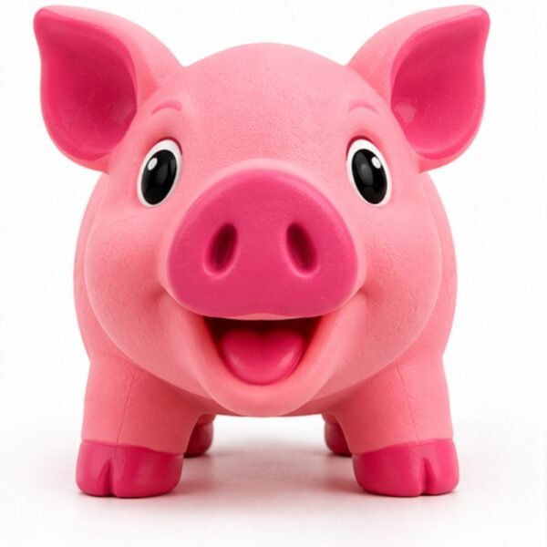 Pet Shop EddyRolex DJ Corp Latex Squeaky Pig Toy for Dogs - Pastel Pink/Raspberry Pink