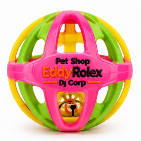 Pet Shop EddyRolex DJ Corp Plastic Lattice Bell Ball Toy for Cats - Hot Pink/Lime Green/Bright Yellow
