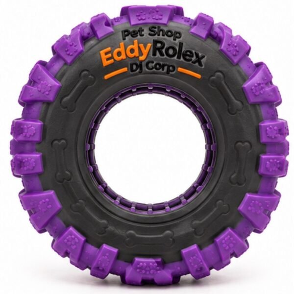 Pet Shop EddyRolex DJ Corp Rubber Tire Chew Toy for Dogs - Deep Violet/Charcoal Black